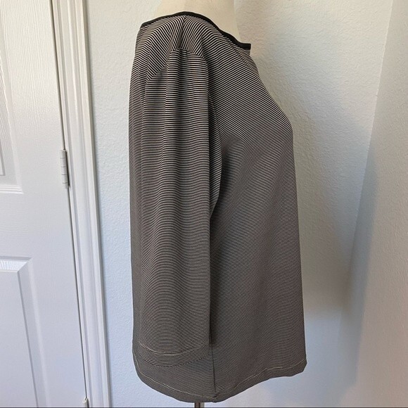 CHICO's Market 3/4 sleeve black cream striped size 12 - Picture 4 of 9